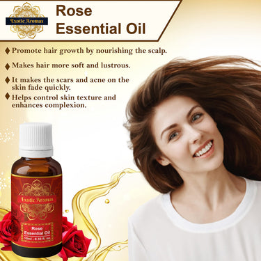 Exotic Aromas Lavender Essential Oil & Rose Oil, Pack of 2